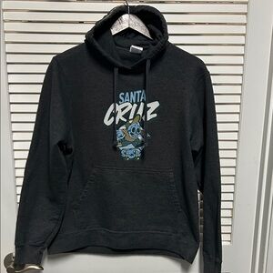 Santa Cruz Skateboards Charcoal Hoodie with Blue Graphic